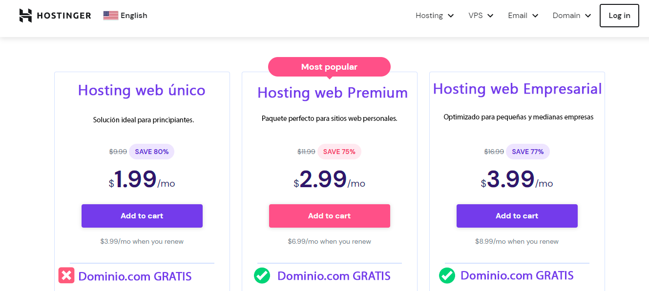 alojamiento web premium hostinger